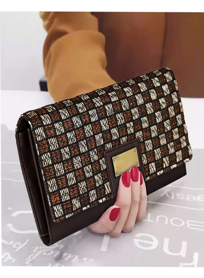 ALSU Women's Trendy Brown Hand Clutch Wallet Jute with Phone Pocket Card Holder (IRF-012br) - Image 3